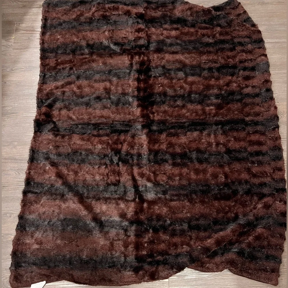 West Elm 47x60 Faux Fur Throw Blanket Purple & Black